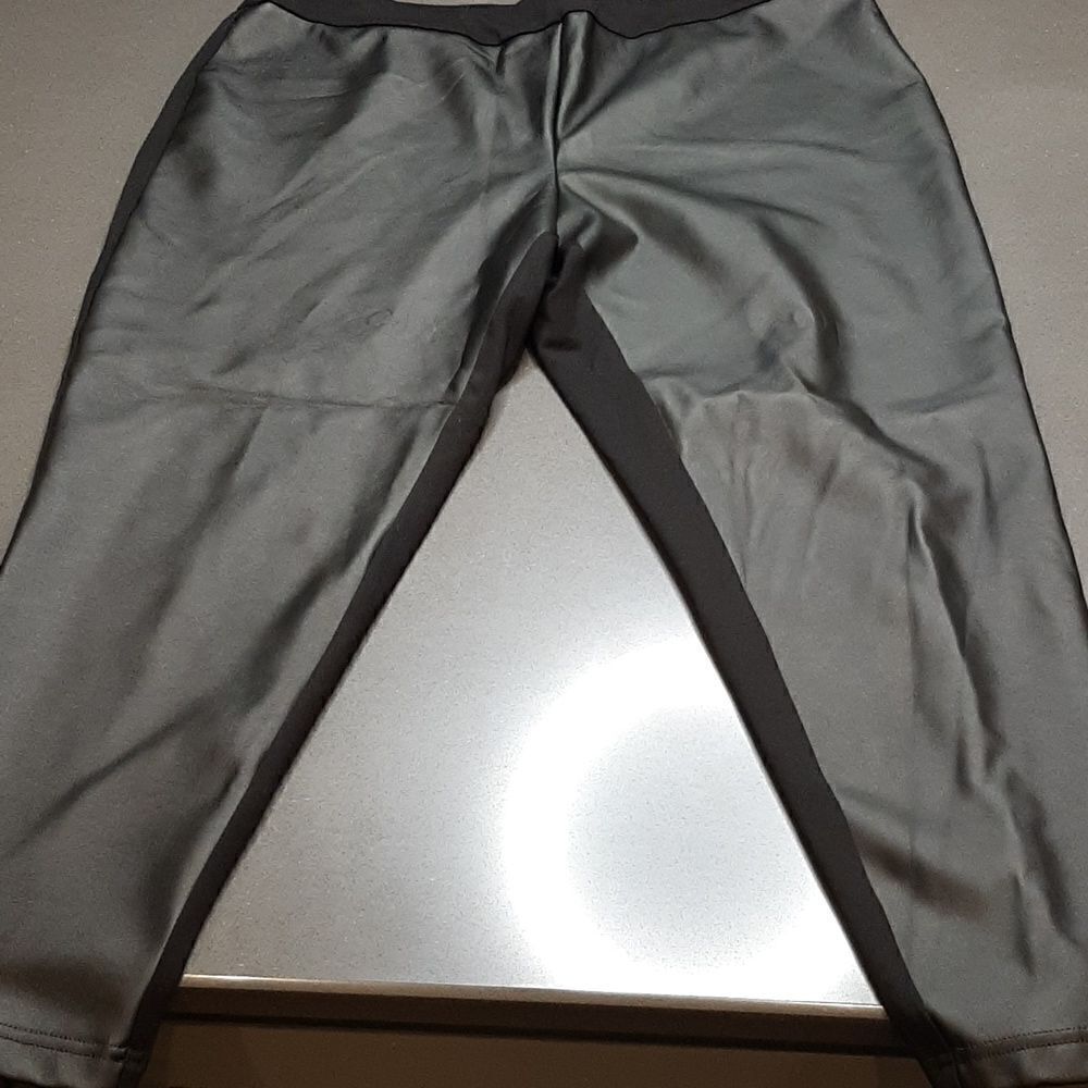 Black Capris with Pleather in Front and Stretchy Material in Back